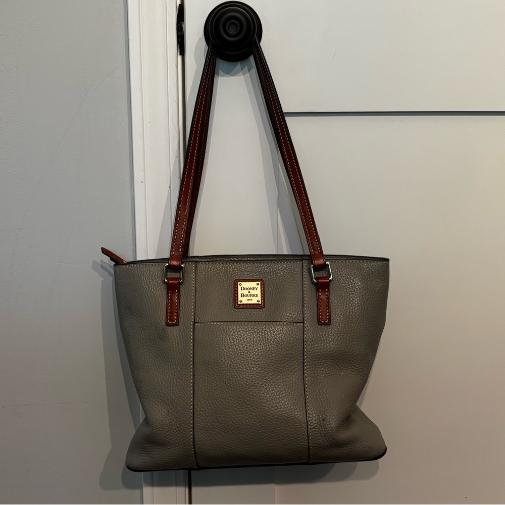 Dooney & Bourke Lexington Tote - Grey Taupe with Brown Leather Details